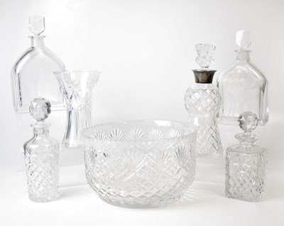 Lot 215 - A glass thistle-shaped decanter with a silver...