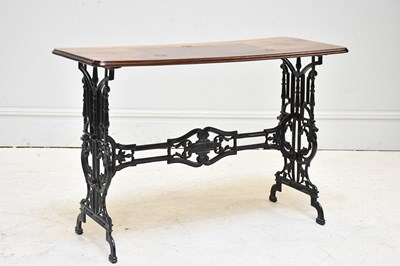 Lot 237 - A cast iron base table, height 72cm, length...