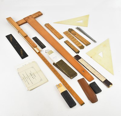 Lot 400 - A collection of five box wood folding...