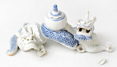 Lot 139 - A Chinese porcelain inkwell in the form of two...