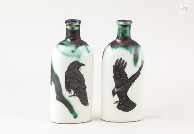 Lot 282 - JILLIAN RILEY; a pair of porcelain bottles...