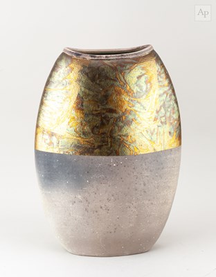 Lot 427 - MICHAEL WEINBERG; a tall ovoid raku vessel...