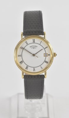 Lot 1422 - ROTARY; a gentleman's stainless steel and gold...
