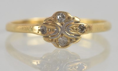Lot 1207 - A 22ct yellow gold diamond set ring, set with...