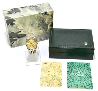 Lot 1624 - ROLEX; a gentleman's Datejust stainless steel...