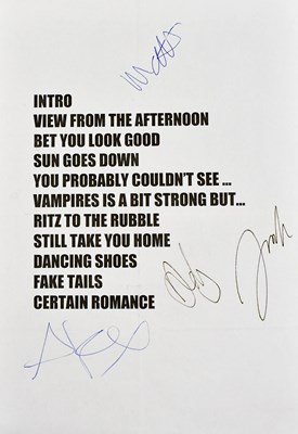 Lot 1449 - ARCTIC MONKEYS; a signed set list from The NME...