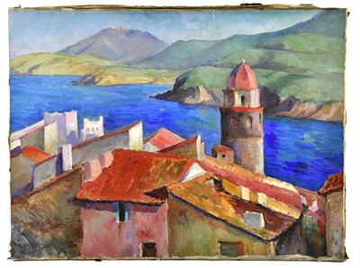 Lot 1576 - MARION E. BROADHEAD; oil on canvas, coastal...