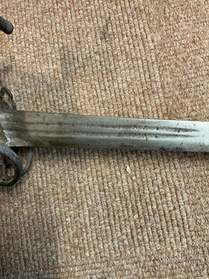 Lot 664 - A basket hilt broad sword, with shagreen grip,...