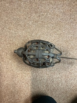 Lot 664 - A basket hilt broad sword, with shagreen grip,...