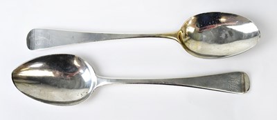 Lot 936 - Two hallmarked silver serving spoons, London...