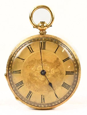 Lot 1767 - An 18ct yellow gold key wind fob watch, the...