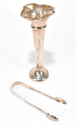 Lot 1194 - WALKER & HALL; a George V hallmarked silver posy vase