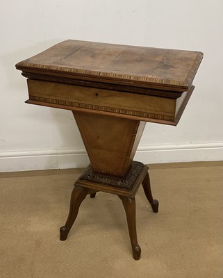 Lot 2803 - A Victorian walnut cross banded games/sewing...