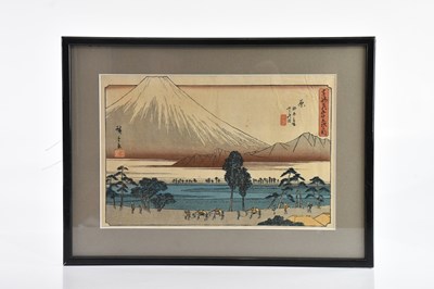 Lot 1705 - A Japanese woodblock print of Mount Fuji, with...