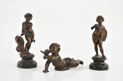 Lot 1226 - Three late 19th century miniature bronze...