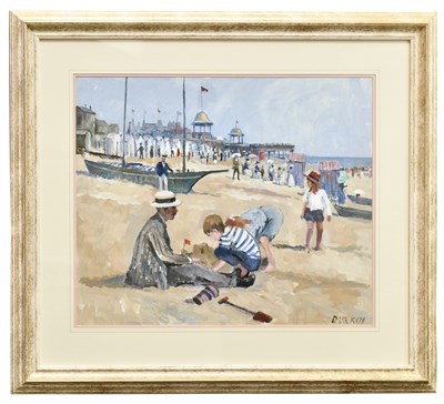 Lot 745 - TOM DURKIN (1928-1990); oil on canvas, beach...