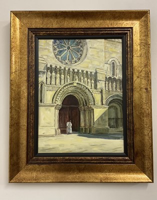 Lot 2307 - E LENNOX-MANTON; oil on board, the front of a...