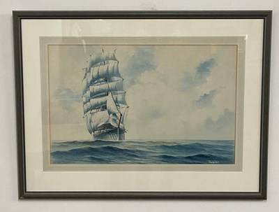 Lot 2305 - CHARLES PEAT; watercolour, clipper, titled...