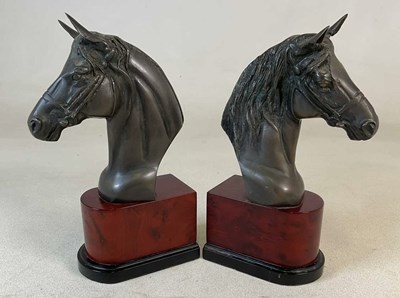 Lot 171 - A pair of horse bookends, with two hollow...