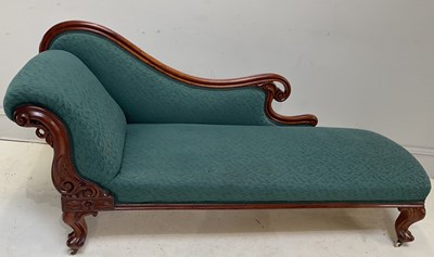 Lot 209 - A late Victorian carved mahogany chaise lounge,...