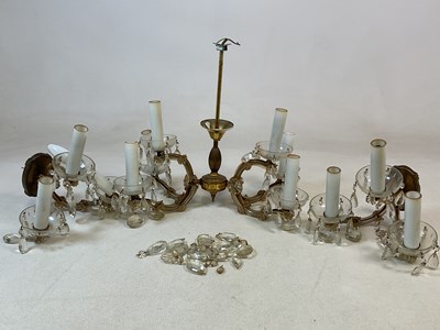 Lot 2727 - A gilt over brass and cut crystal glass...