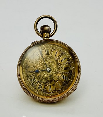 Lot 1121 - An 18ct yellow gold crown wind fob watch, with...