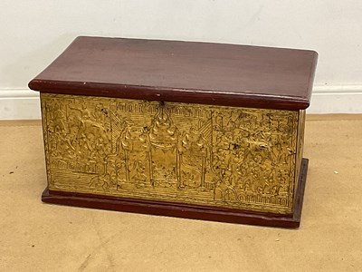 Lot 2850 - A painted wooden blanket box with raised...