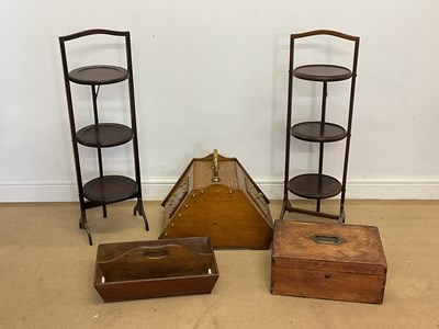 Lot 2858 - Two mahogany folding cake stands, height 88cm,...