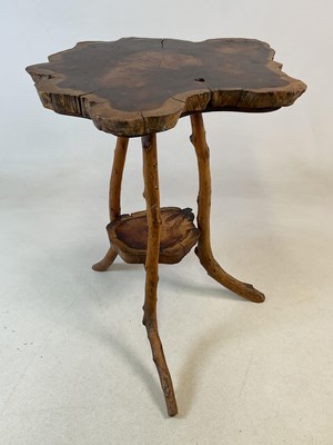 Lot 2815 - A yew wood occasional table with tripod branch...
