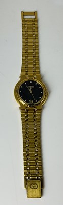 Lot 422 - GUCCI; a gentleman’s gold plated wristwatch,...
