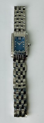 Lot 1099 - LONGINES; a lady’s stainless steel wristwatch,...