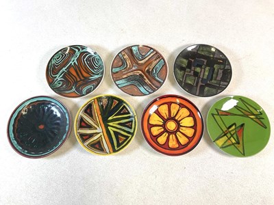 Lot 344 - POOLE POTTERY; seven shape 3 Delphis plates,...