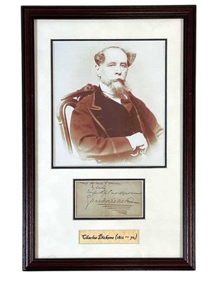 Lot 2075 - CHARLES DICKENS; his signature on a short note,...