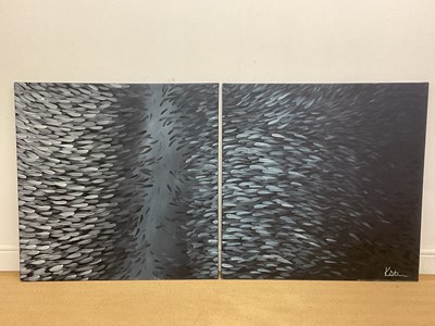 Lot 2227 - KATHERINE STAINTON: diptych oil on canvas,...