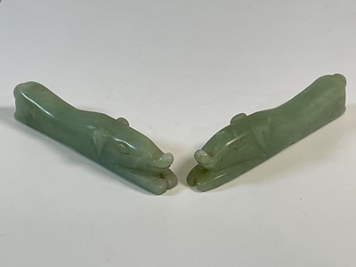 Lot 472 - A pair of Chinese jadeite scholar's rests of...