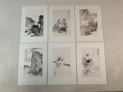 Lot 480 - A set of five Chinese prints, three landscapes,...