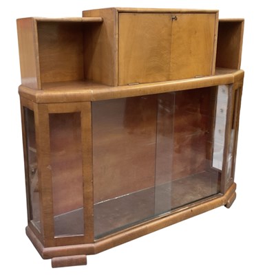 Lot 27 - A 1930s Art Deco walnut display cabinet, with...