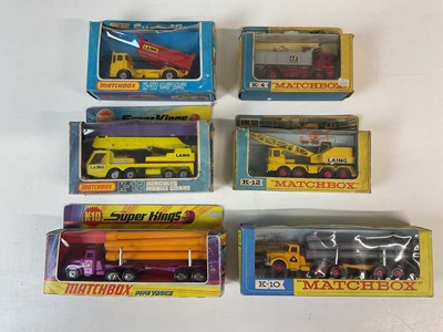Lot 188 - MATCHBOX SUPERKINGS; two K-10 pipe trucks, one...