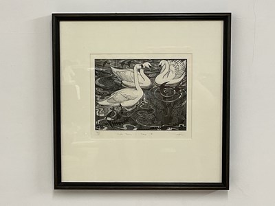 Lot 2273 - COLIN SEE-PAYNTON; wood engraving, 'Mute Swan...