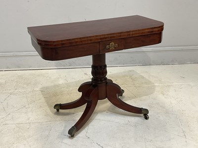 Lot 2031 - A 19th century mahogany fold-over card table,...