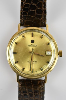 Lot 464 - ROAMER; a gentleman's 14ct gold cased Stingray...