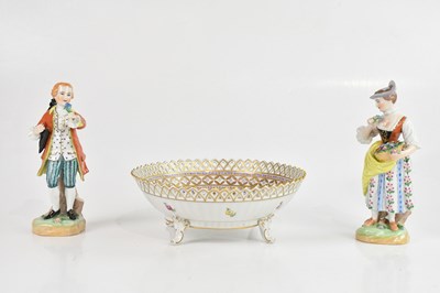Lot 1863 - DRESDEN; a hand painted bowl with floral and...