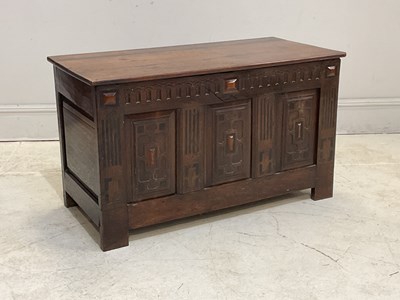 Lot 229 - A 19th century oak blanket box, 67cm x 115cm,...