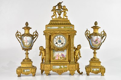 Lot 380 - A 19th century French gilt metal mantel clock...