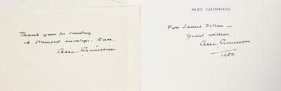 Lot 689 - ALEC GUINNESS; a printed card signed and...