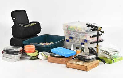 Lot 1427 - A collection of flies and fly tying equipment,...