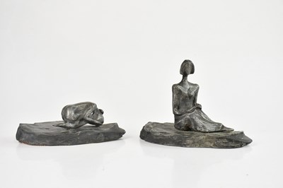 Lot 1237 - Two decorative female nude lead figures,...