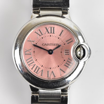 Lot 466 - CARTIER; a lady's stainless steel Ballon...