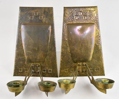 Lot 1563 - A pair of Continental brass Secessionist wall...