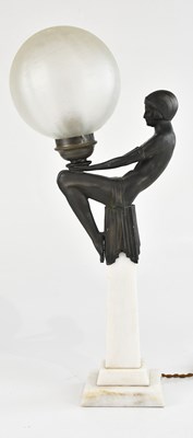 Lot 1786 - An Art Deco patinated spelter figural table...